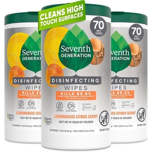 image:imageSeventh Generation Disinfecting Wipes Lemongrass Citrus 70 Ct 3Pack70 Count Pack of 3